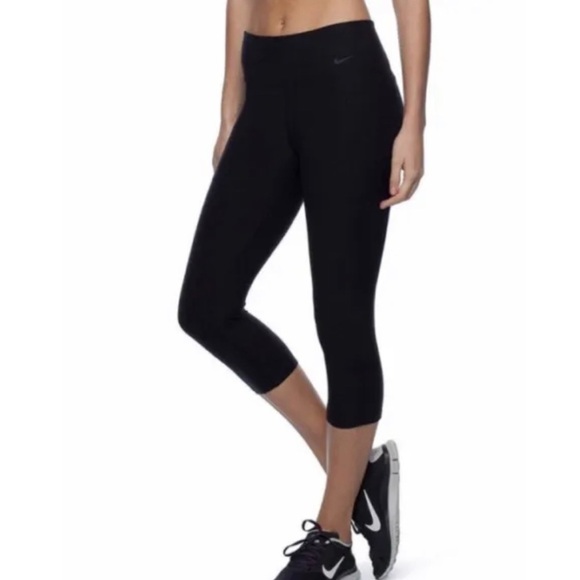 Nike Dri Fit low rise crop capri leggings black blue green mesh xs 19” inseam - Picture 7 of 10